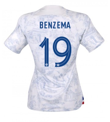 Maillot de foot France Karim Benzema #19 Extérieur Femmes Monde 2022 Manches Courte